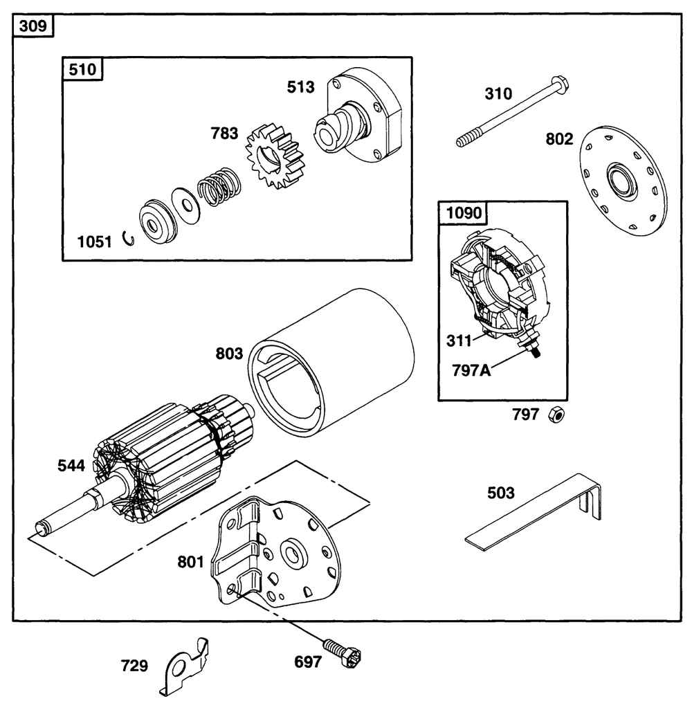 Electric Starter 2 Diagram and Parts List for 171432-0301-XX  Briggs and Stratton Engine